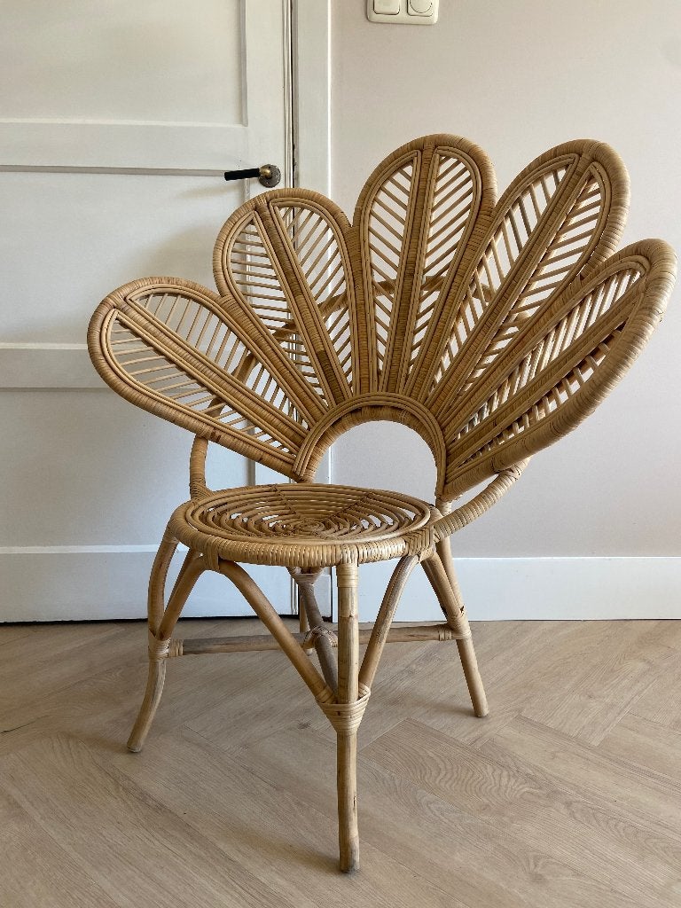 Bali Flower chair bamboe, Huis en Inrichting, Stoelen, Ophalen, Gebruikt, Bruin, Riet of Rotan