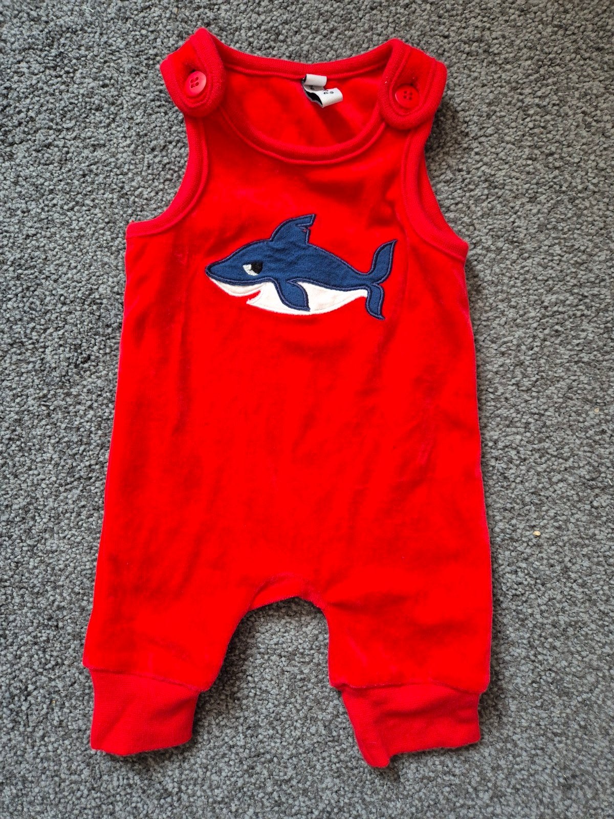 Maxomorra velours playsuit met haai maat 50, Kinderen en Baby's, Babykleding | Maat 50, Jongetje of Meisje, Ophalen of Verzenden