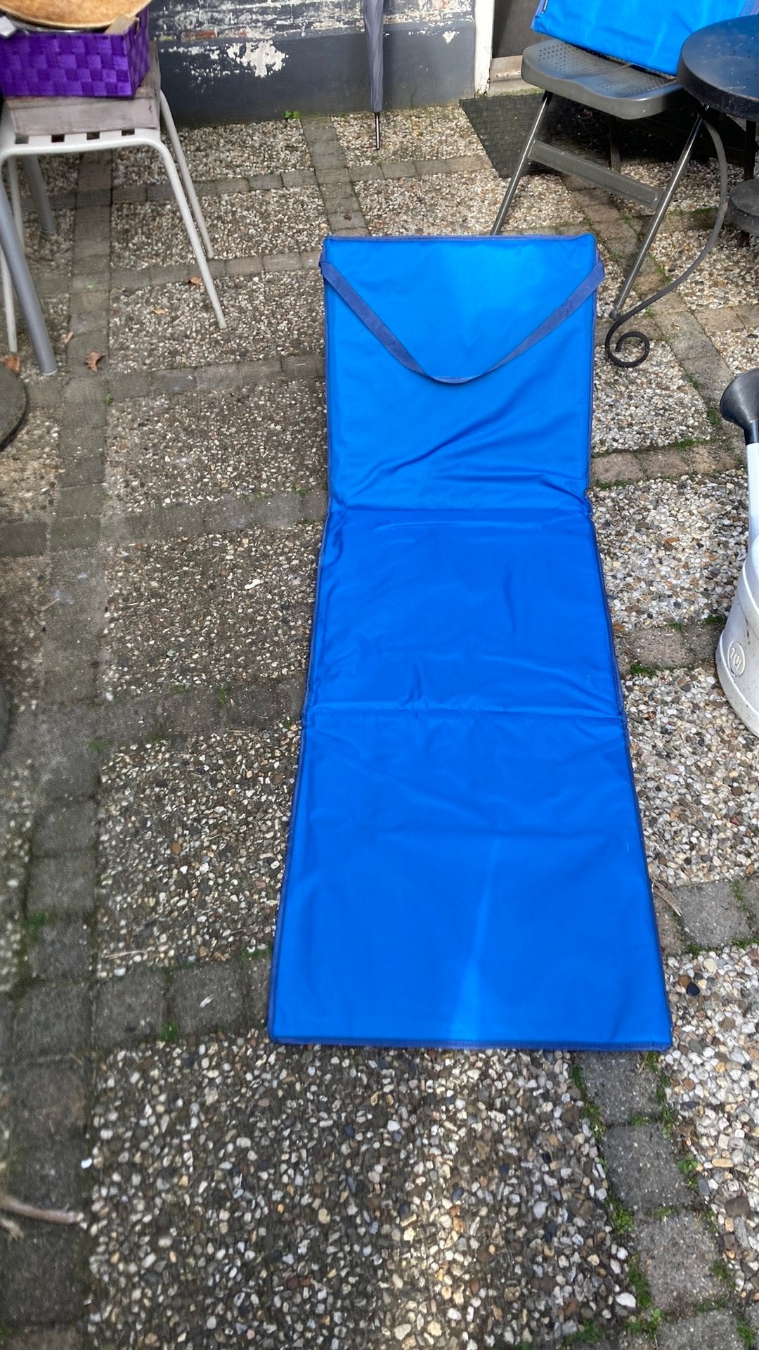 Twee blauwe crivit opvouwbare strandstoeltjes, Ophalen, Zo goed als nieuw, Aluminium, Inklapbaar