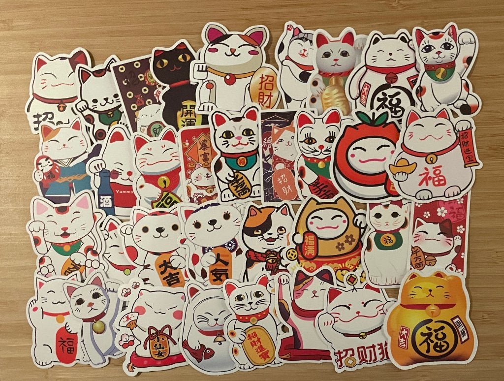 Lucky kat, chineese gelukskat stickers, Verzenden, Nieuw