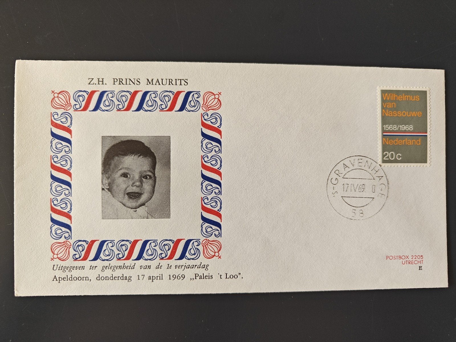Z.H. Prins Maurits 1e verjaardag envelop 1969, Postzegels en Munten, Postzegels | Eerstedagenveloppen, Ophalen of Verzenden
