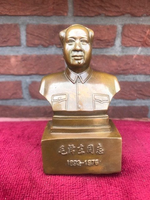 bronzen buste van Mao Zedong, Antiek en Kunst, Buste, Gemerkt, Ophalen of Verzenden, Brons