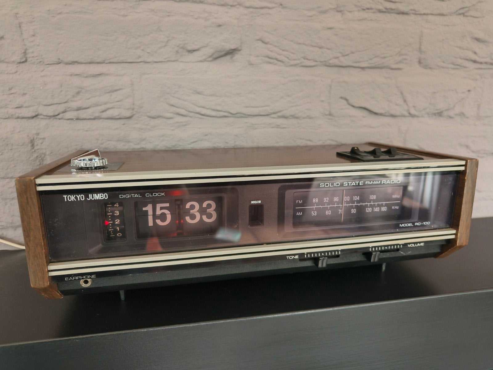 Vintage Tokyo Jumbo RD-100 Flip klokradio in mooie conditie, Ophalen of Verzenden, Gebruikt, Overige typen