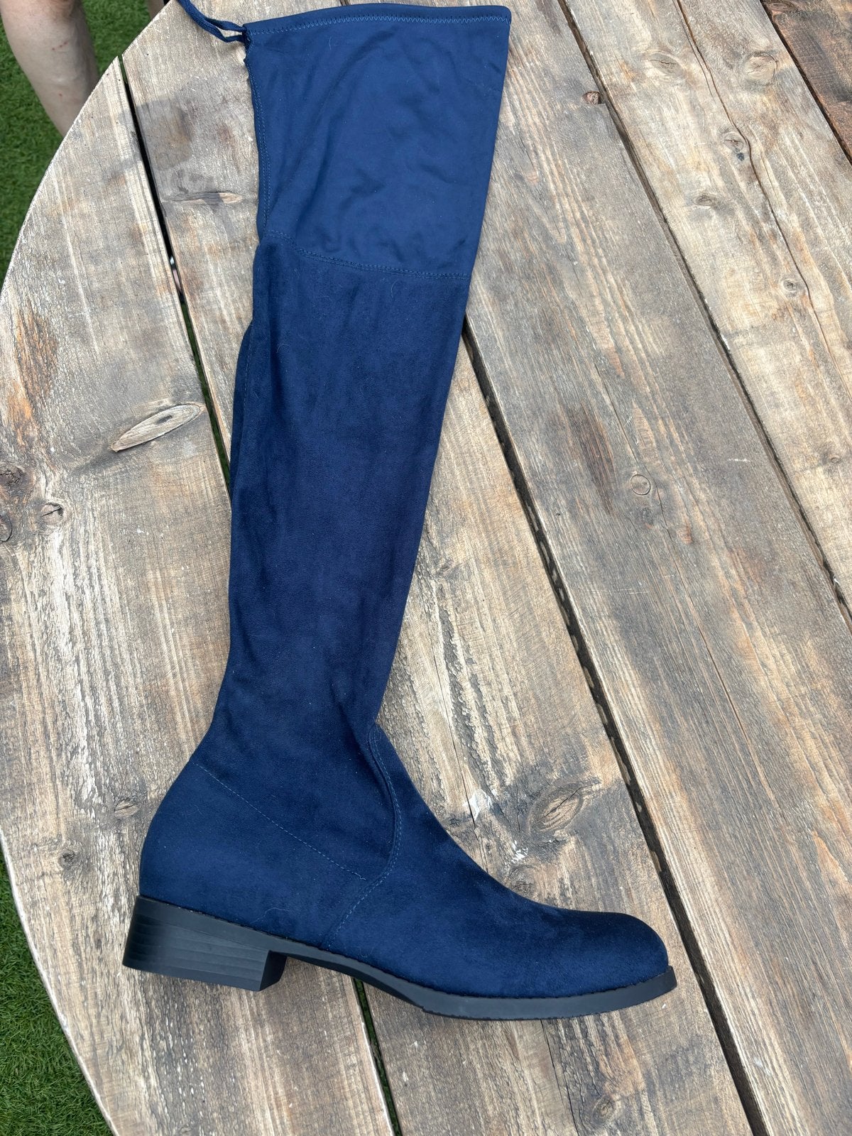 Donkerblauwe overknee laarzen - Maat 41, Kleding | Dames, Schoenen, Ophalen of Verzenden, Gedragen, Blauw, Hoge laarzen
