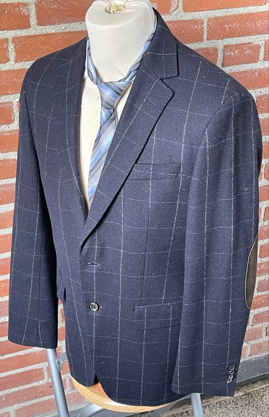 Gant Wollen Colbert / Blazer - Donkerblauw Ruit - Maat 48 (M, Ophalen of Verzenden, Gedragen, Maat 48/50 (M), Blauw