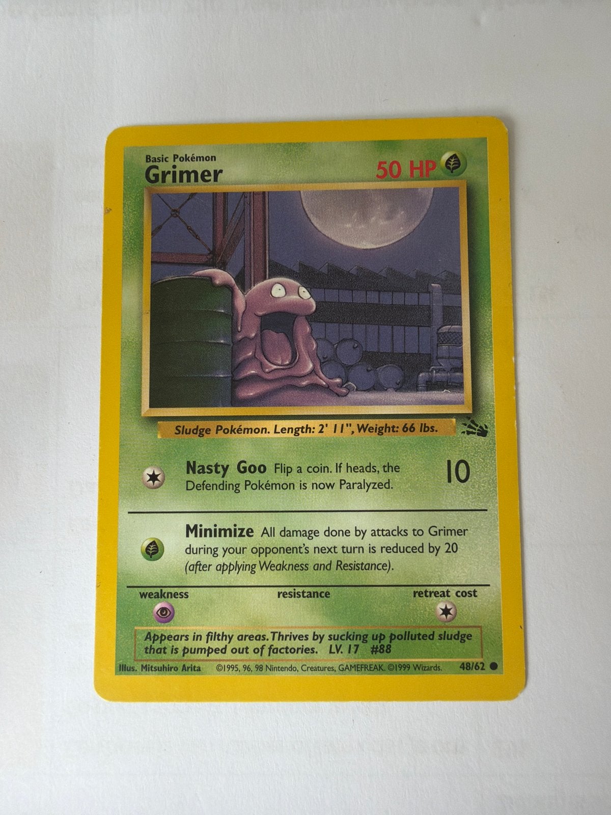 Pokémon Grimer 48/62 Fossil Set - Vintage Kaart, Ophalen of Verzenden, Gebruikt, Losse kaart