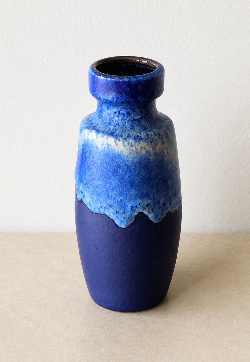 Vintage vaas blauw Scheurich 210-18 West Germany, Ophalen of Verzenden