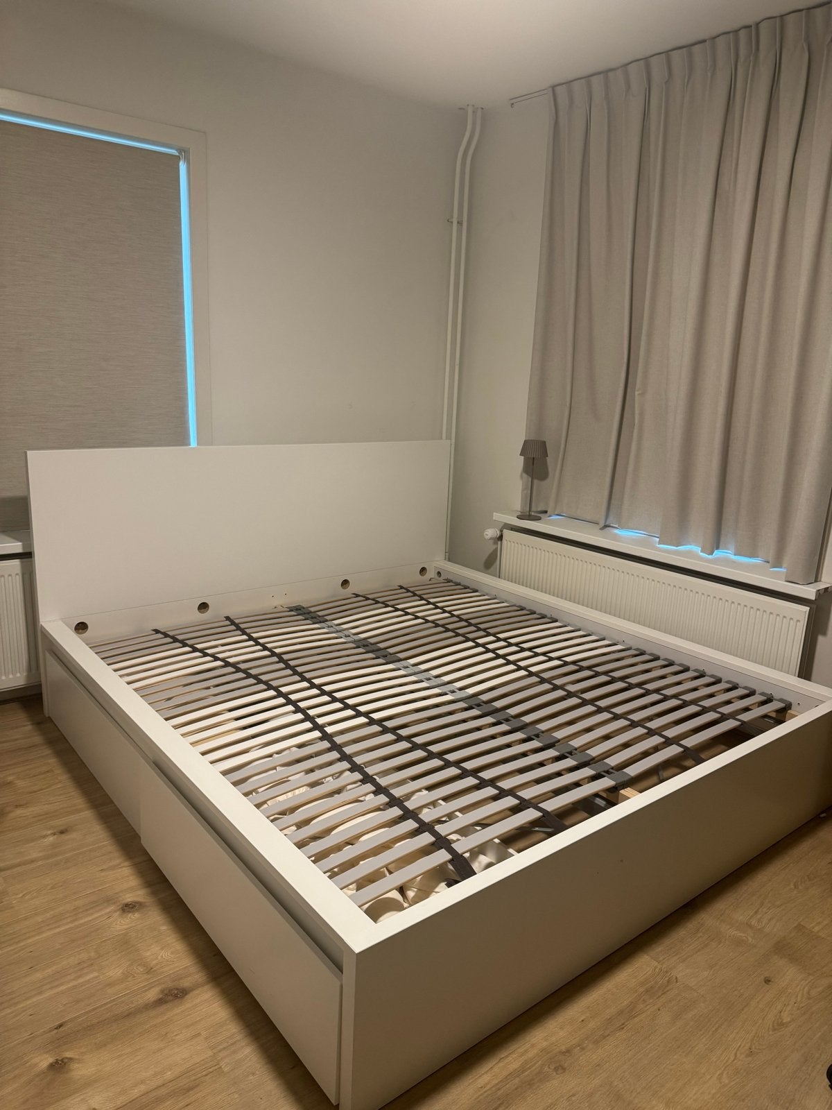 IKEA Malm bed 180 cm met lattenbodem en 2 lades, Huis en Inrichting, Ophalen, Gebruikt, Wit, Tweepersoons