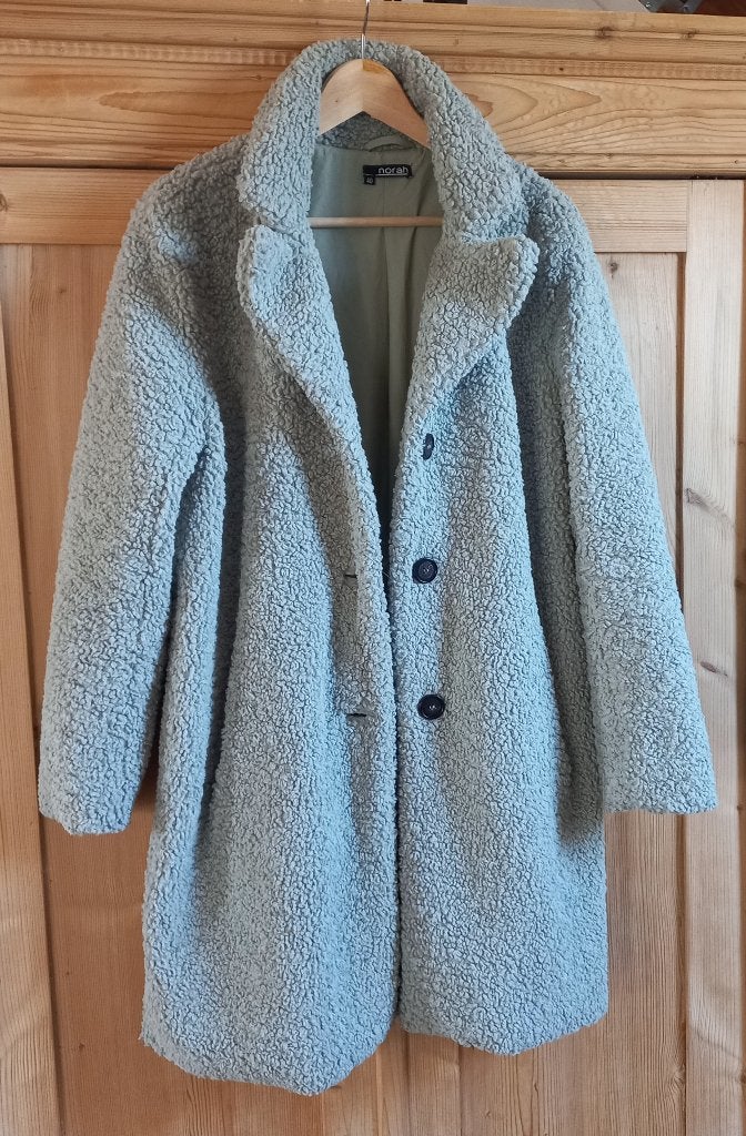 Norah bouclé winterjas M saliegroen, Maat 38/40 (M), Ophalen of Verzenden, Zo goed als nieuw, Norah