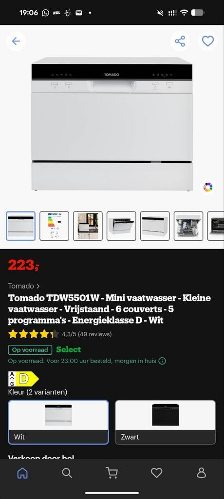 Tomado TDW5501W kleine vaatwasser, Witgoed en Apparatuur, Vaatwasmachines, Ophalen