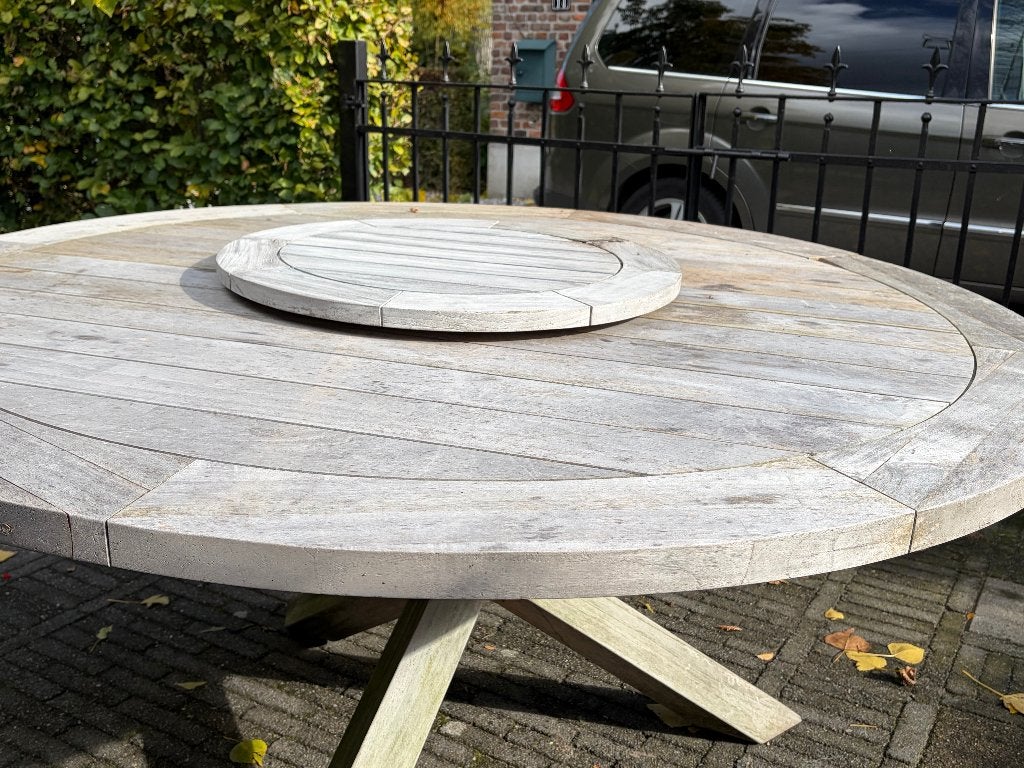 Tuintafel teak rond 160, Tuin en Terras, Ophalen, Gebruikt, Rond, Teakhout