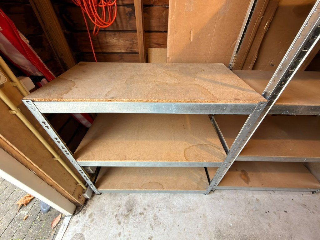 Metalen stellingkast met houten planken 92x45x90 cm, Ophalen, Gebruikt