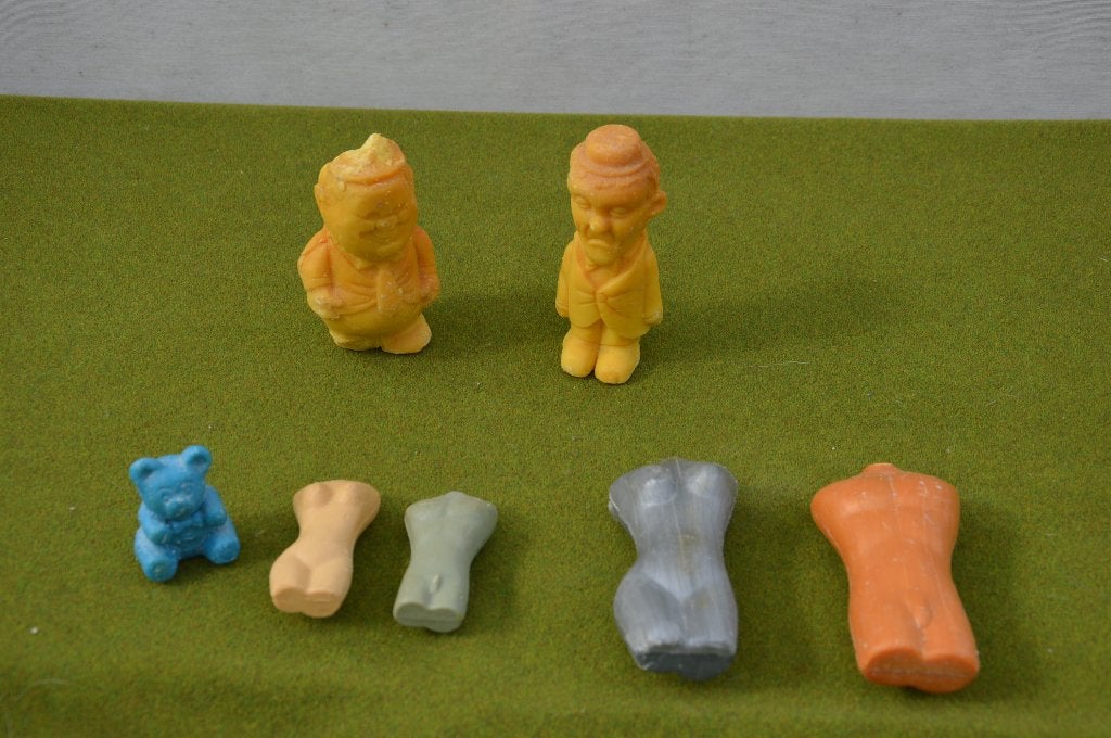 7 hele oude zeepjes van de Dikke en de Dunne 4 torso`s+ beer, Ophalen of Verzenden