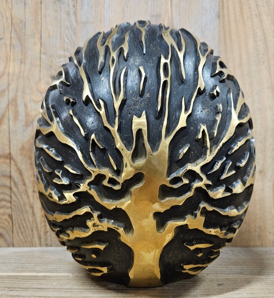 Grote BRONZEN URN / grafdecoratie / LEVENSBOOM, Nieuw, Info@huisentuindecoratiemarie.nl, Huis en tuin decoratie marie, Peize