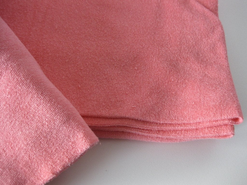 Lap stof geschoren badstof koraalrood stretch 1,30 mtr x 95, Overige materialen, Nieuw, Ophalen of Verzenden, 30 tot 120 cm