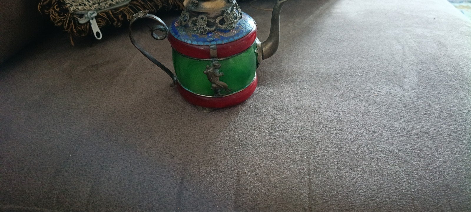 Antieke Chinese kleine Cloisonné Theepot met Dierenmotieven, Ophalen of Verzenden