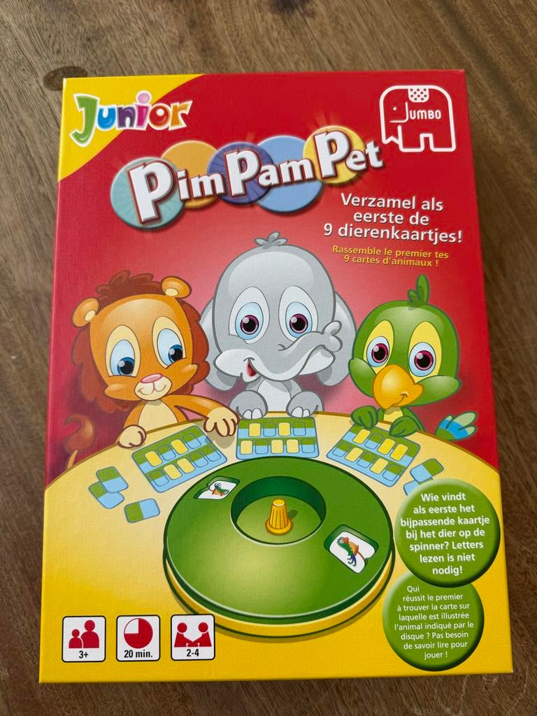 Jumbo Pim Pam Pet Junior - Verzamel dierenkaartjes!, Hobby en Vrije tijd, Gezelschapsspellen | Bordspellen, Drie of vier spelers