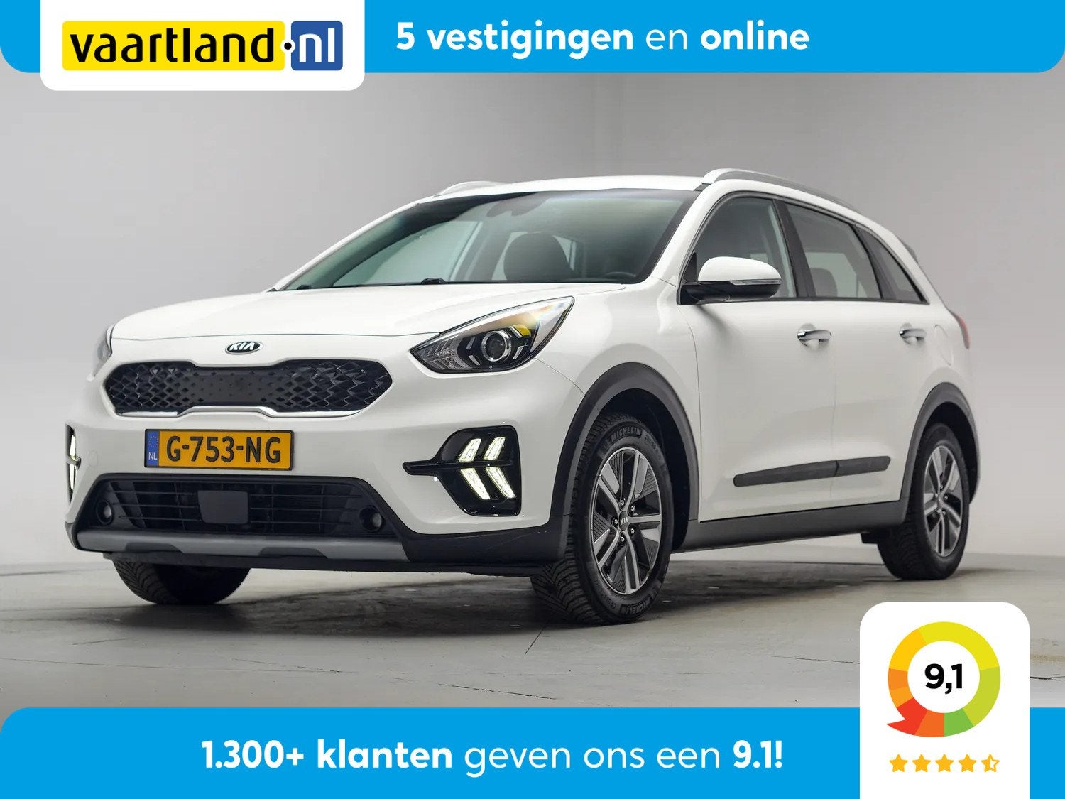 Kia Niro 1.6 GDi Hybrid DynamicLine [ Navi Camera Apple/Andr, Auto's, Automaat, Gebruikt, Wit, Hybride Elektrisch/Benzine