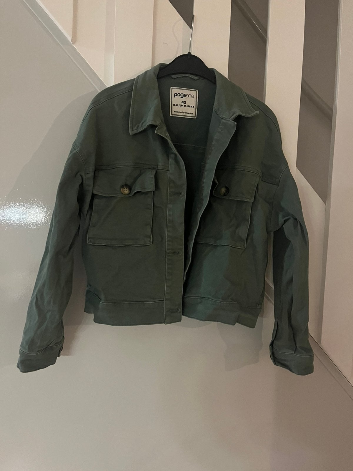 Groen spijkerjasje maat 42, Kleding | Dames, Jassen | Zomer, Ophalen of Verzenden, Zo goed als nieuw, Maat 42/44 (L), Groen