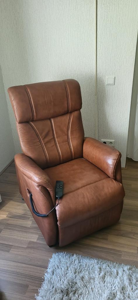 Leren relaxfauteuil met sta-op functie - Bruin, Ophalen, Gebruikt, Bruin, Modern, Comfort