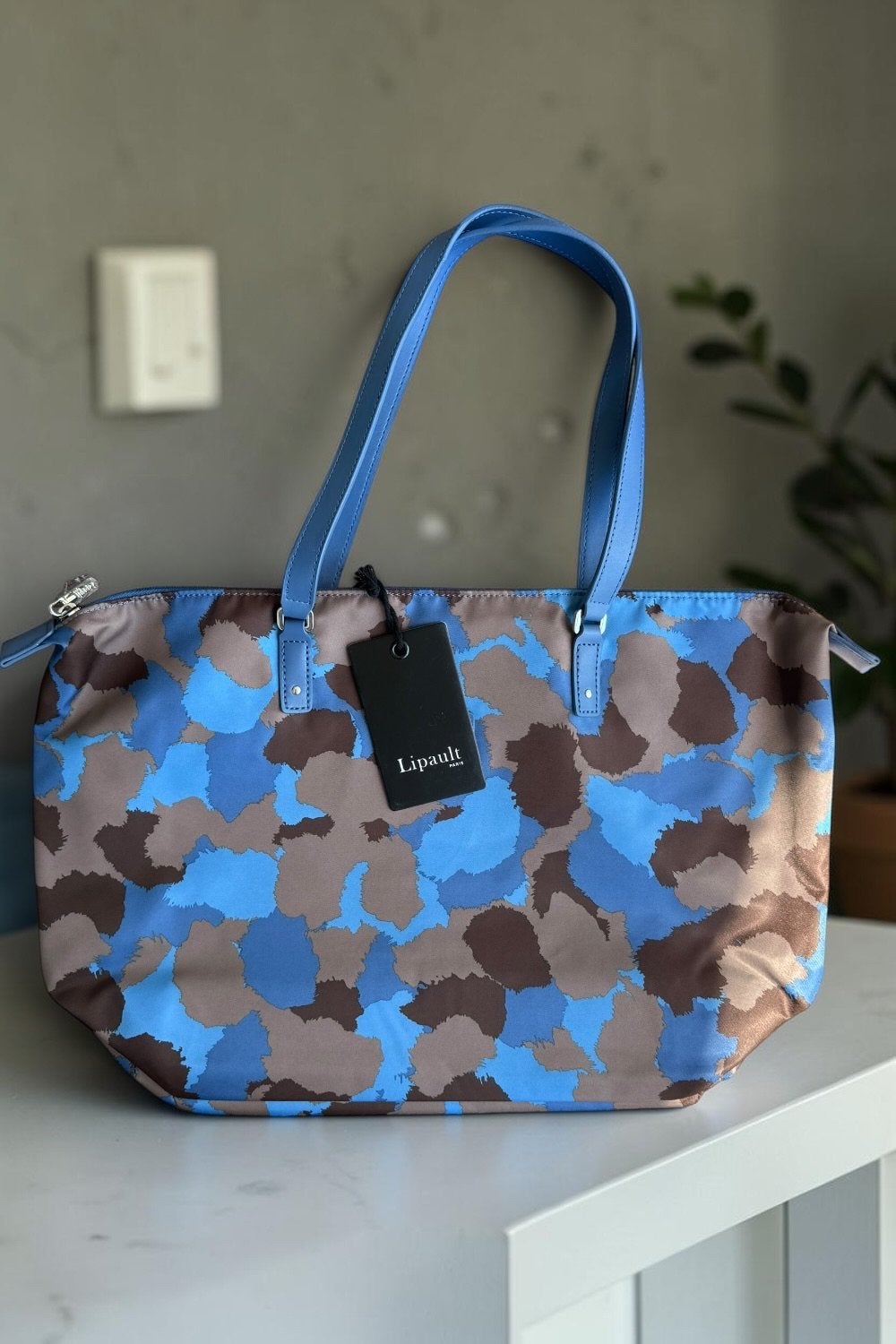 Lipault Paris Tote Bag M - Camouflage Blauw/Bruin, Lipault paris, Lipault paris, Blauw, Shopper
