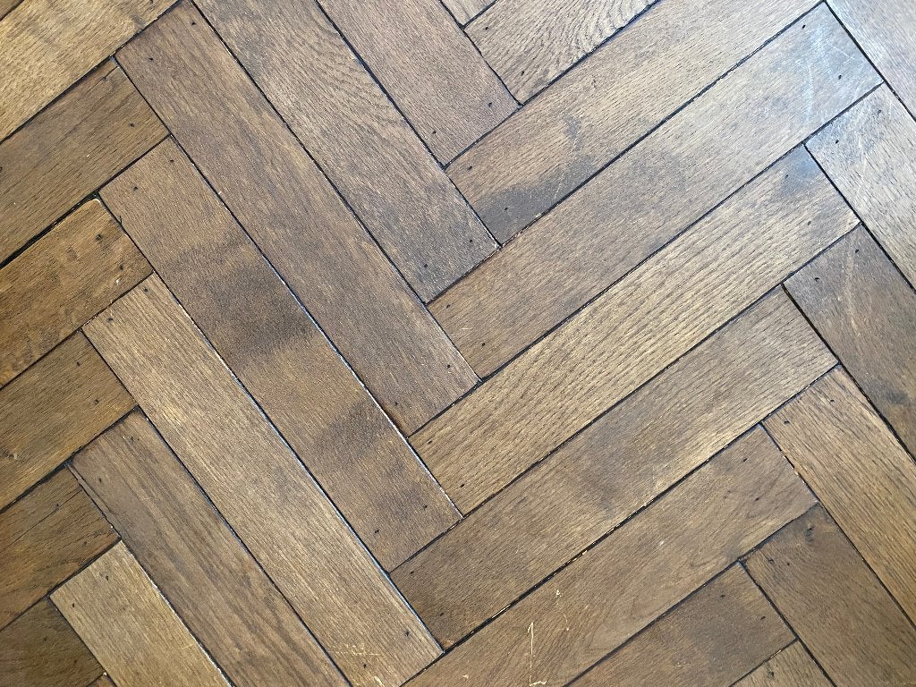 Restpartij eiken visgraat (onbehandeld) 13,5 m2, Ophalen, Gebruikt, 10 tot 25 m², Parket