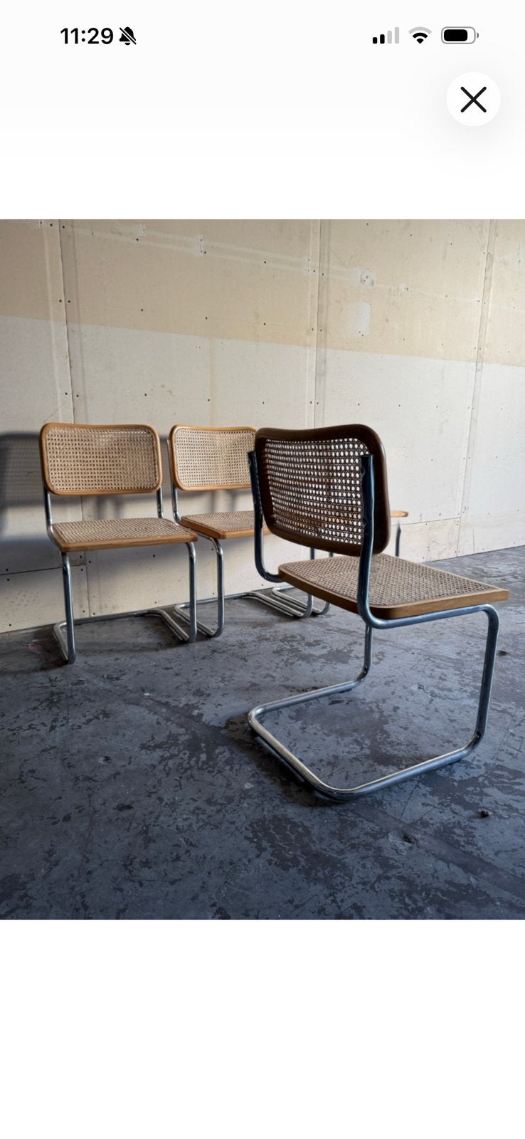 Vier stoelen, Cesca / Marcel Breuer stijl, Ophalen, Gebruikt, Minder dan 75 cm, 50 tot 75 cm