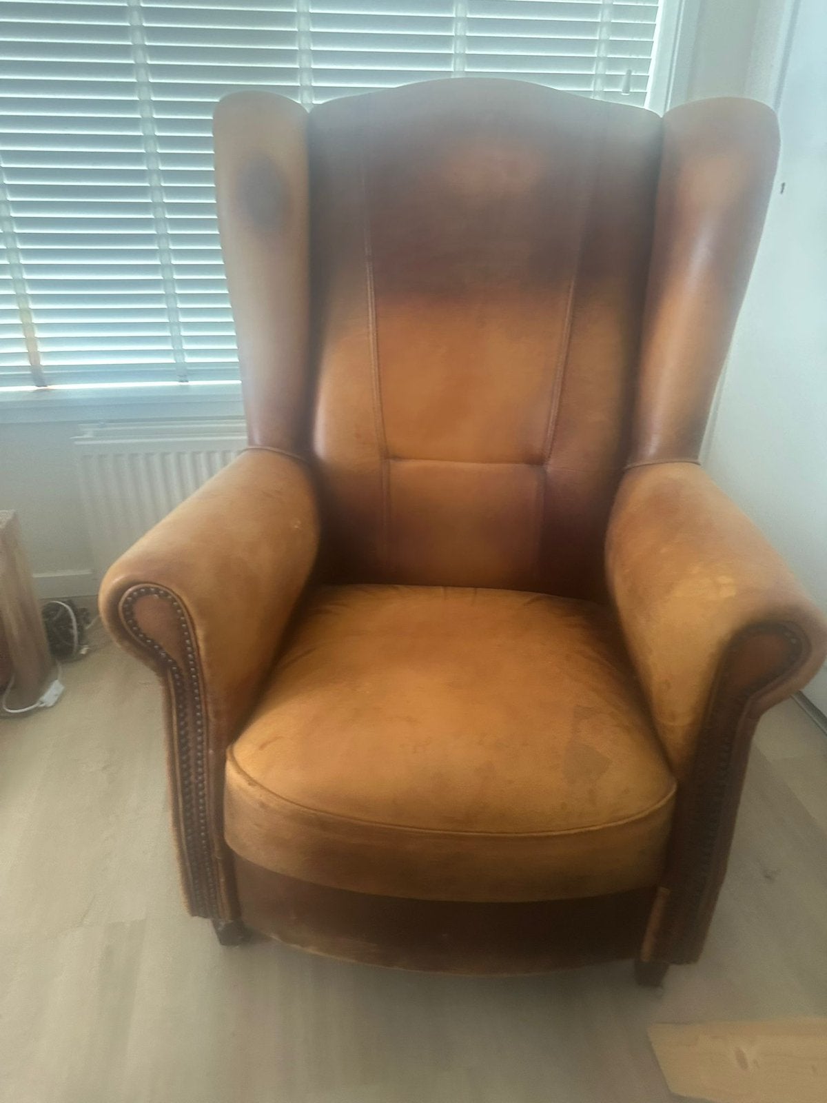 Schaapsleren Joris fauteuil, Ophalen, Zo goed als nieuw, 25 tot 50 cm, 50 tot 100 cm
