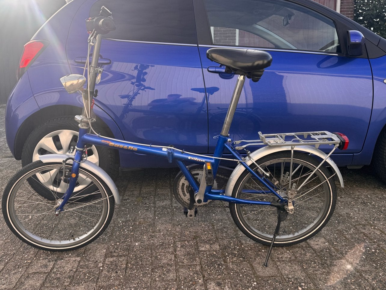 Gazelle Kwikvouw vouwfiets - Blauw/Zilver, Fietsen en Brommers, Ophalen, 20 inch of meer, Gebruikt, Versnellingen