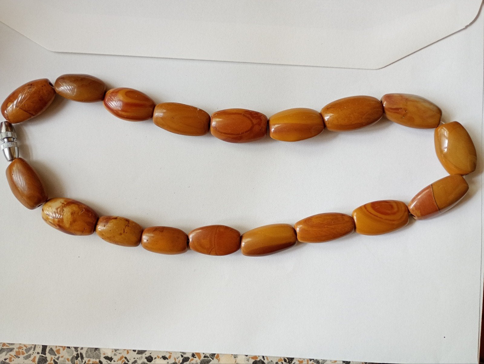 Vintage korte ketting met mookaiet jaspis edelstenen, Ophalen, Bruin, Zo goed als nieuw, Steen of Mineraal