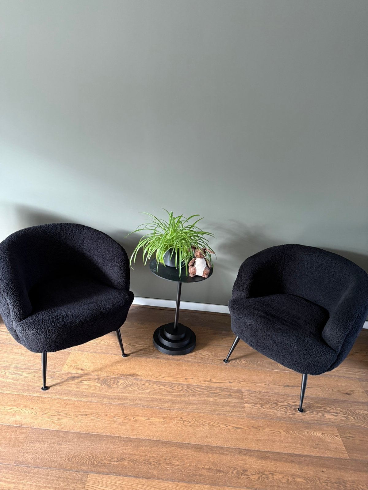 Goossens zwarte  fauteuils teddystoeltjes+side table  samen:, Huis en Inrichting, Ophalen, Gebruikt, Minder dan 75 cm, Goossens