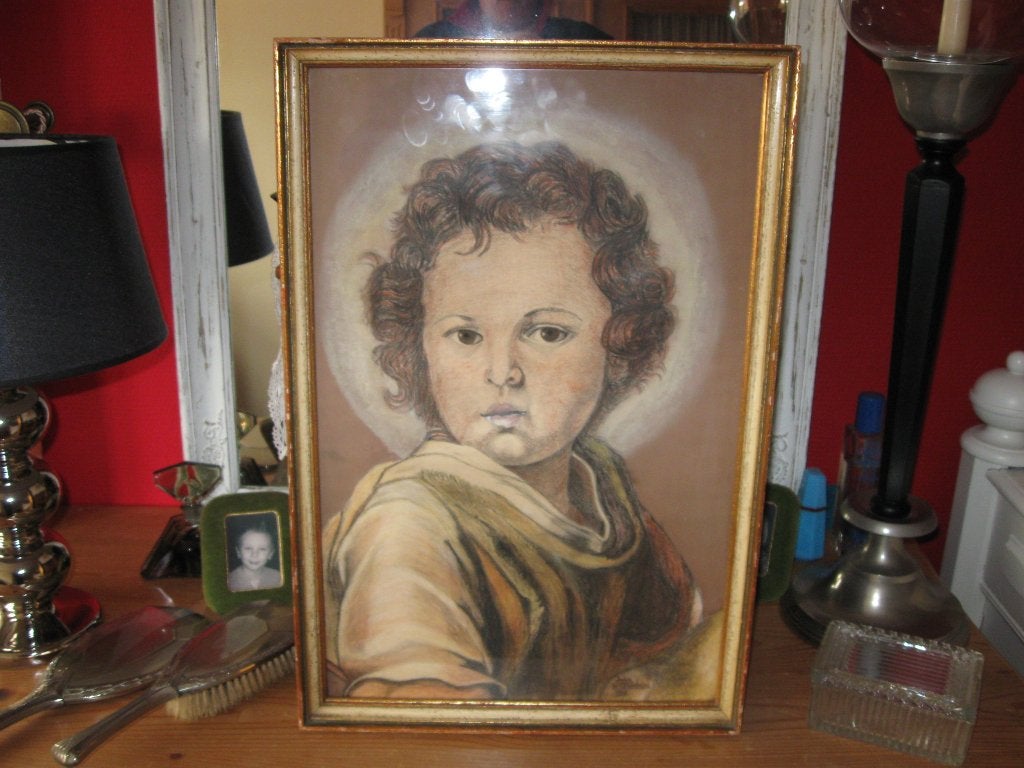 Krijt tekening van John Meeahd Wood 1940, Ophalen, Schilderij, Pasteltekening, Gesigneerd