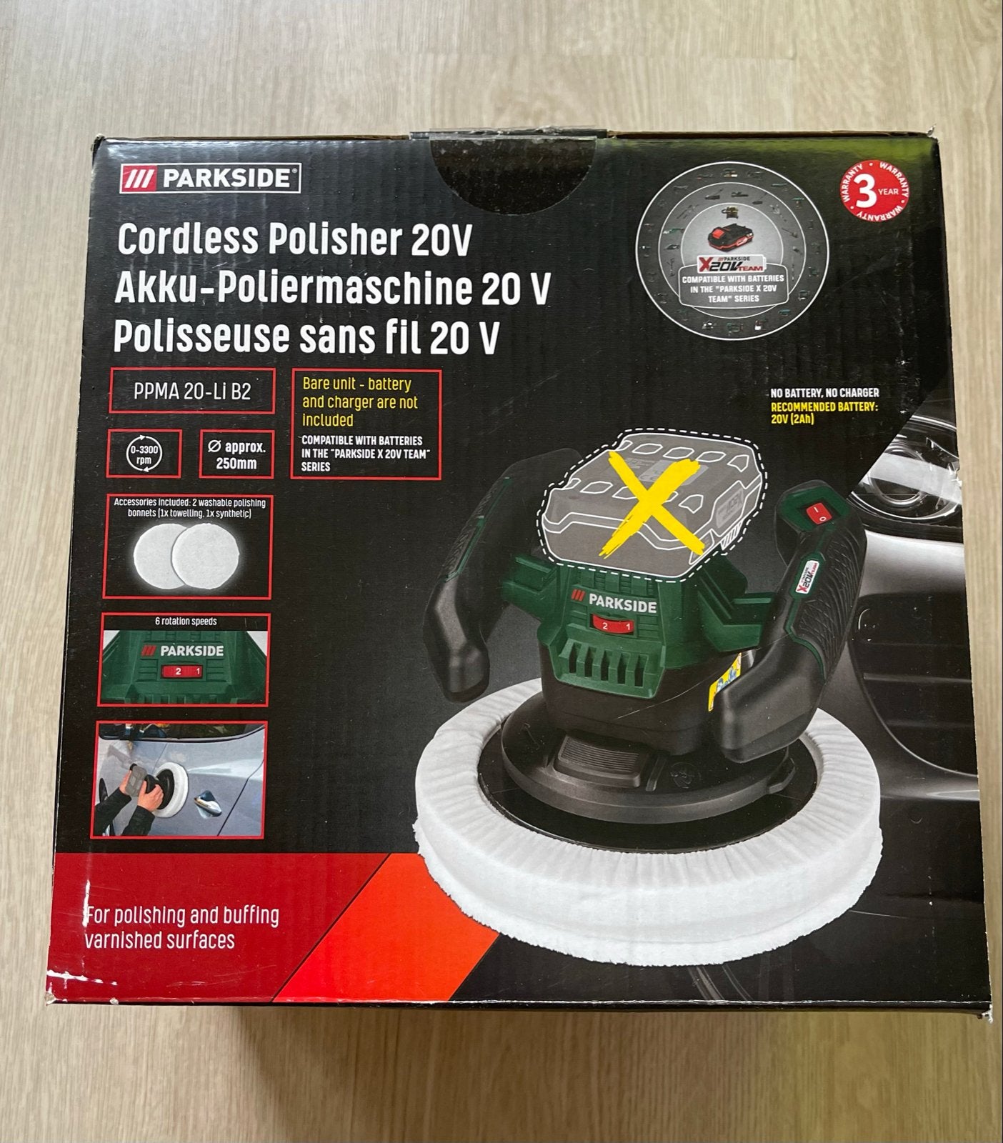 PARKSIDE Accu-polijstmachine 20V zonder accu, Doe-het-zelf en Verbouw, Gereedschap | Overige machines, Nieuw, Ophalen of Verzenden