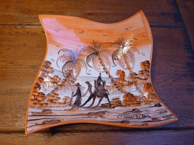 Apart vormgegeven vintage keramiek schaal, Tunesie