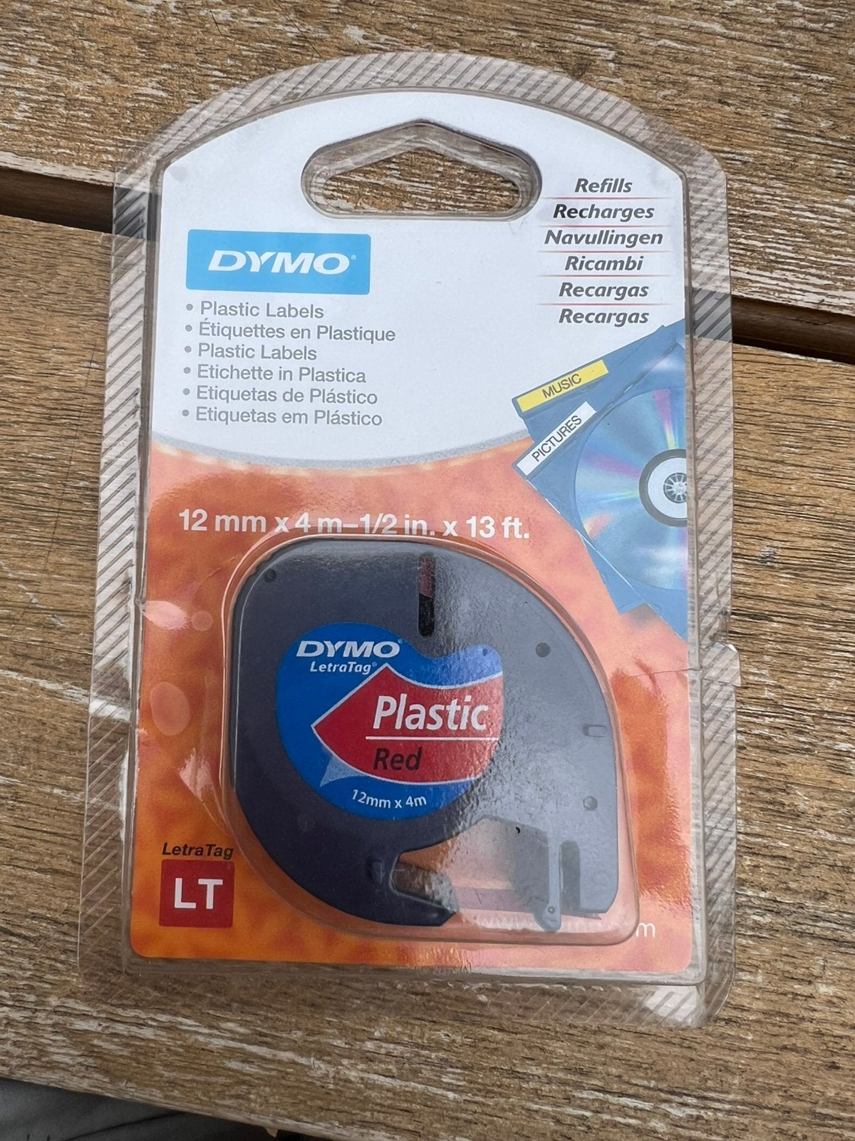 DYMO Letra tag ROOD PLASTIC 12mm x 4mm, Ophalen of Verzenden, Zo goed als nieuw