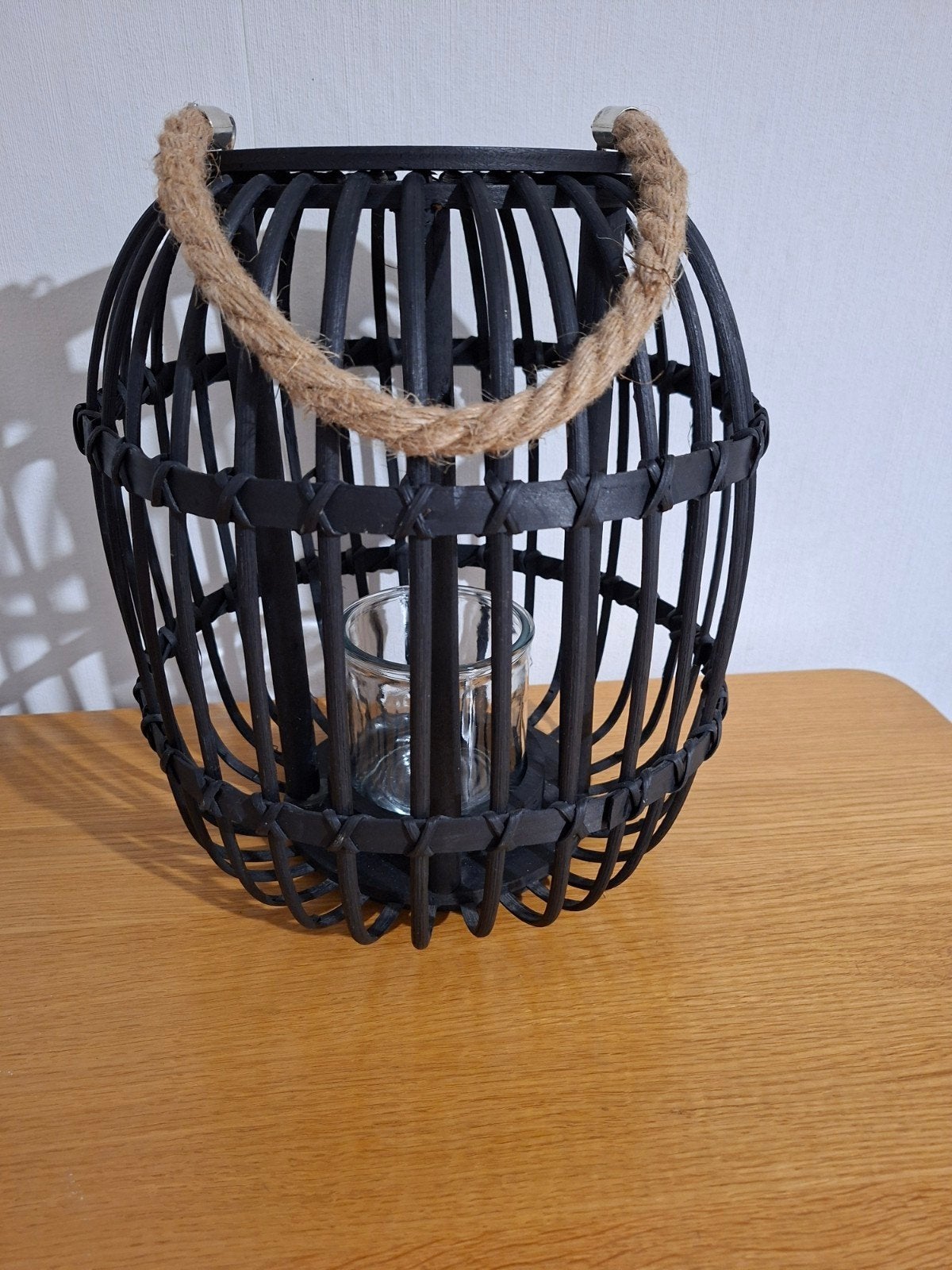 Mooi zwart windlicht 32 cm, Ophalen of Verzenden, Zwart, Windlicht