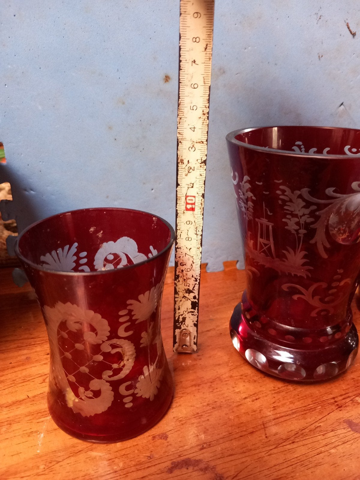 Set van diverse Boheems robijnrood glaswerk, Antiek en Kunst, Antiek | Glas en Kristal, Ophalen