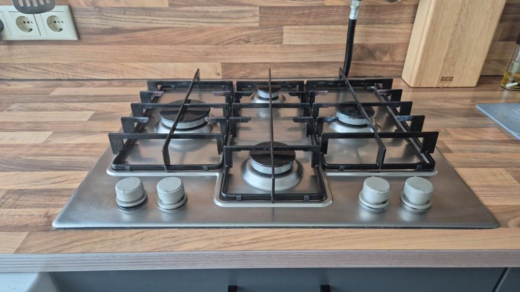 Gas Kookplaat 60x51cm - 4 Pitten RVS, Witgoed en Apparatuur, Kookplaten, Ophalen, Gebruikt, Inbouw, Gas