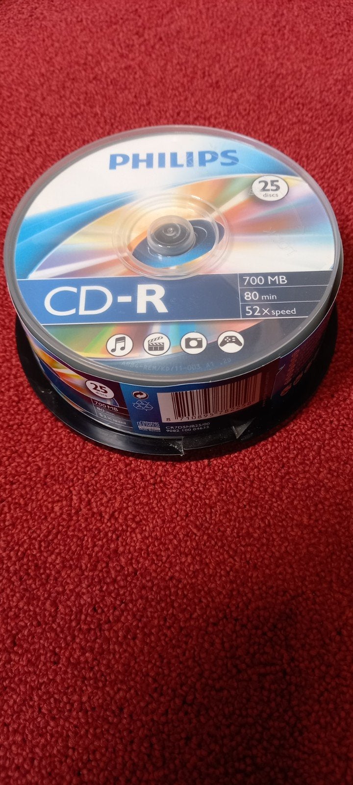 Philips CD-R 700 MB 80 min 52x speed (25 stuks), Cd, Nieuw, Ophalen of Verzenden, Op spindel