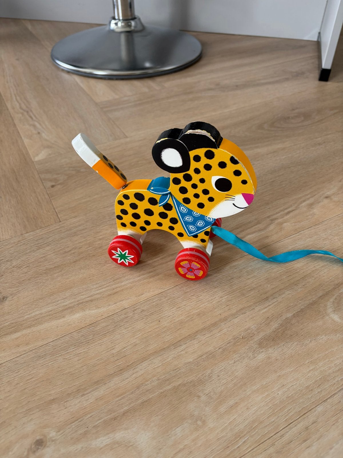 Djeco trekspeelgoed - Leuke houten tijger, Ophalen of Verzenden, Gebruikt, Overige typen, Met wieltjes