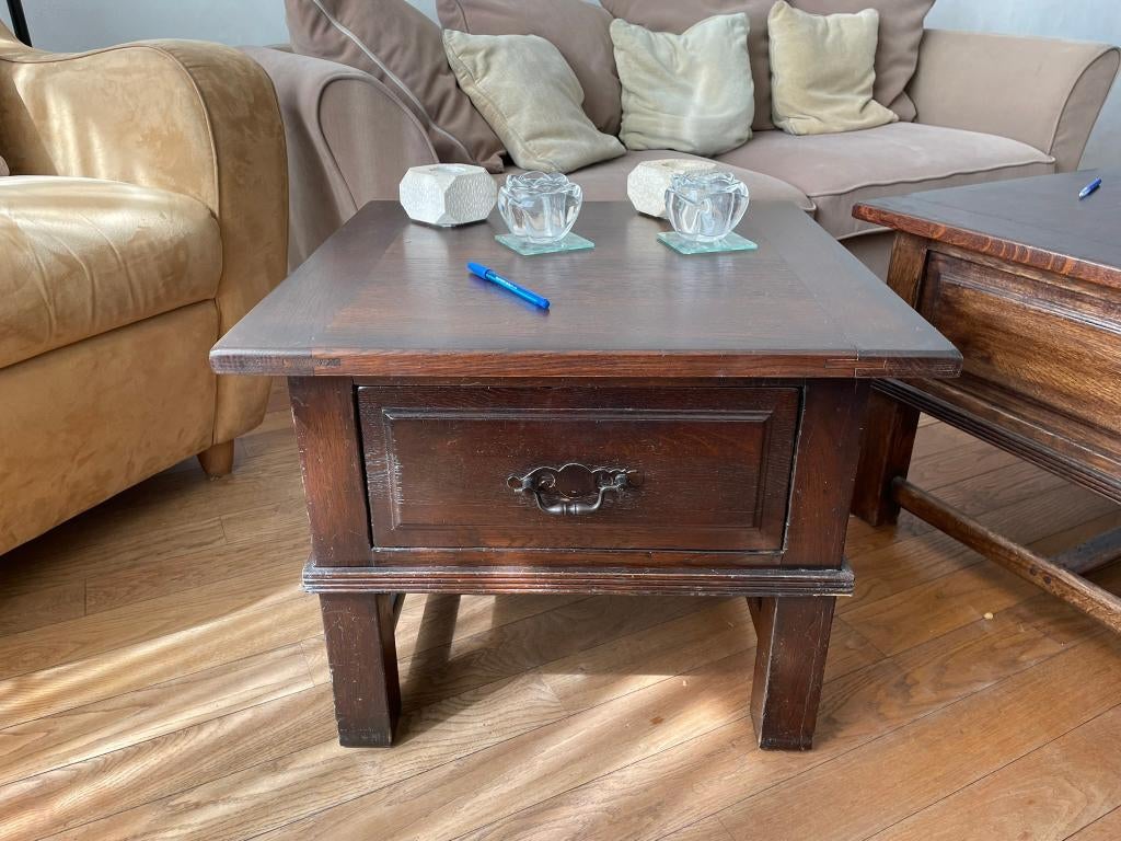 Bijzettafeltje, Huis en Inrichting, Minder dan 55 cm, Gebruikt, Vierkant, Vintage / Engels
