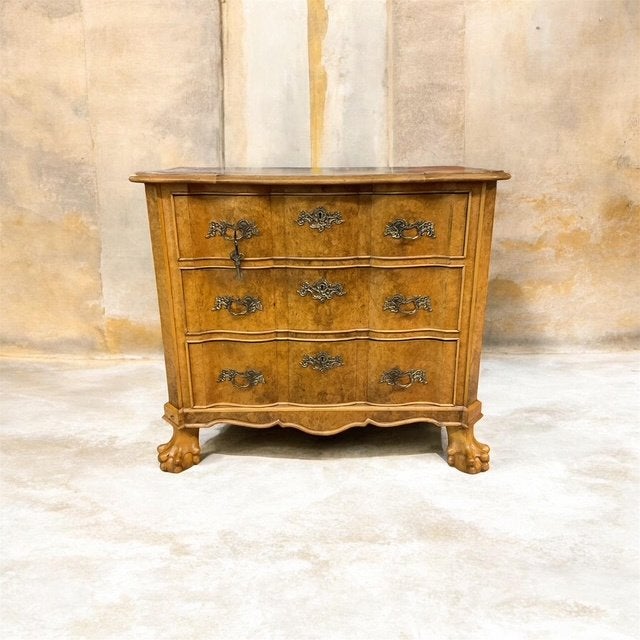 Antieke Barokke Commode /  Wortelnoten Ladekast # 325, Ophalen, Lodewijk XV, Gebruikt, Ladekast