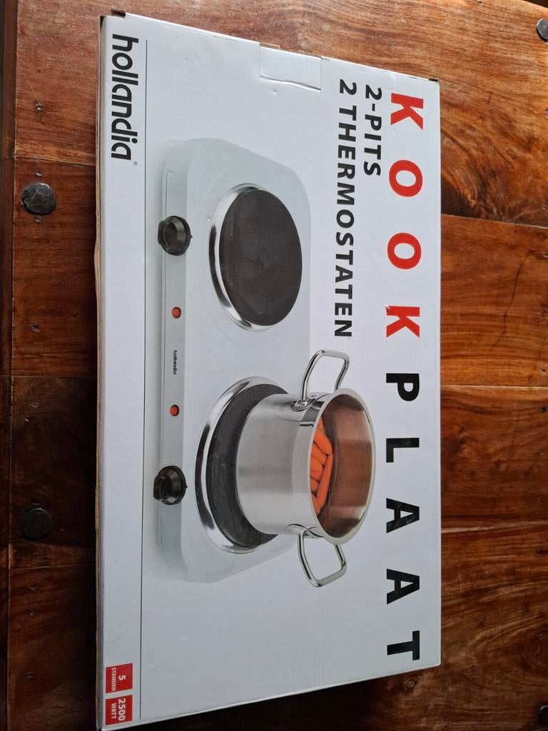 Hollandia 2-pits kookplaat met 2 thermostaten, Witgoed en Apparatuur, Kookplaten, Nieuw, Vrijstaand, Elektrisch, 3 kookzones of minder