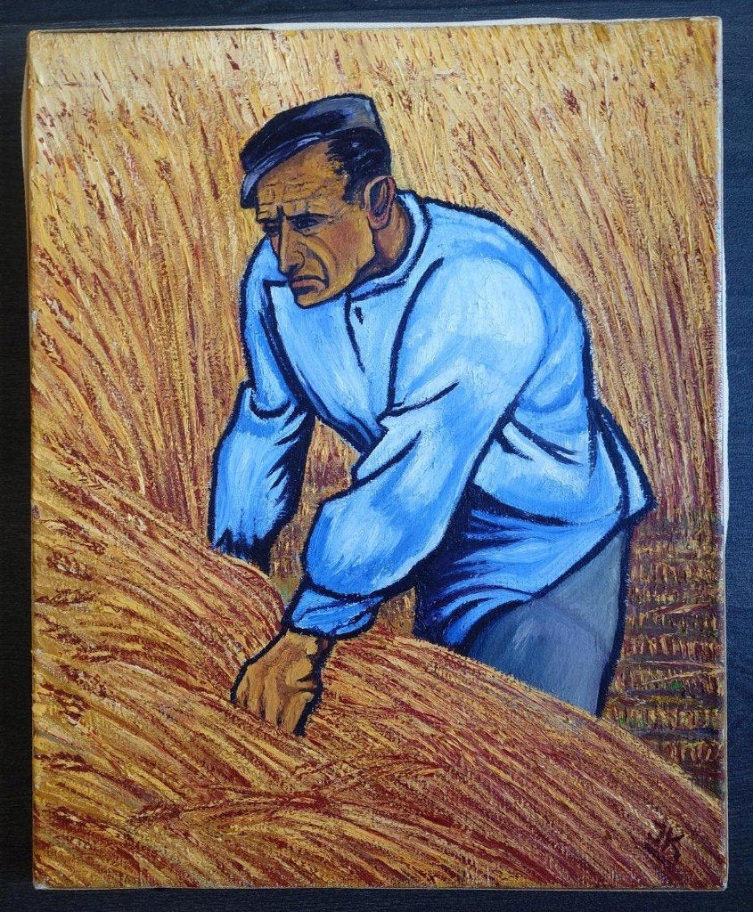 Schilderij "de Maaier ", Ophalen of Verzenden, Landschap