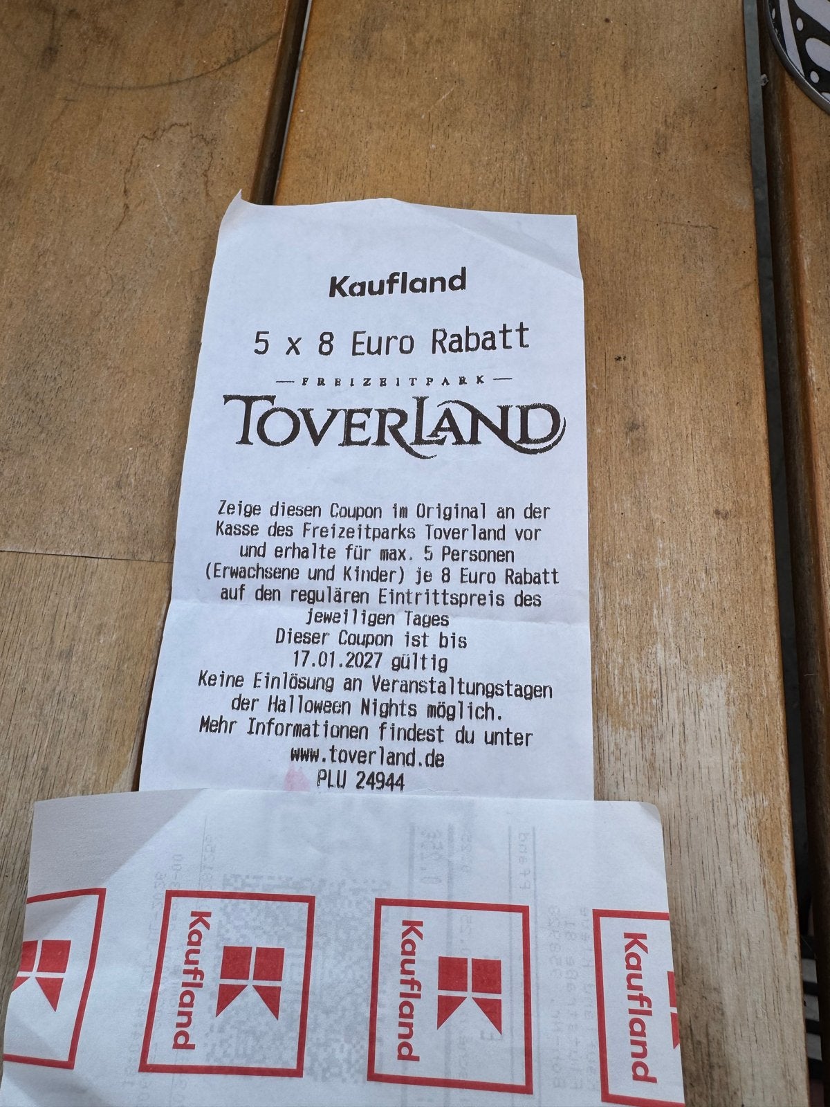 Toverland kortings coupon, Drie personen of meer, Kortingskaart