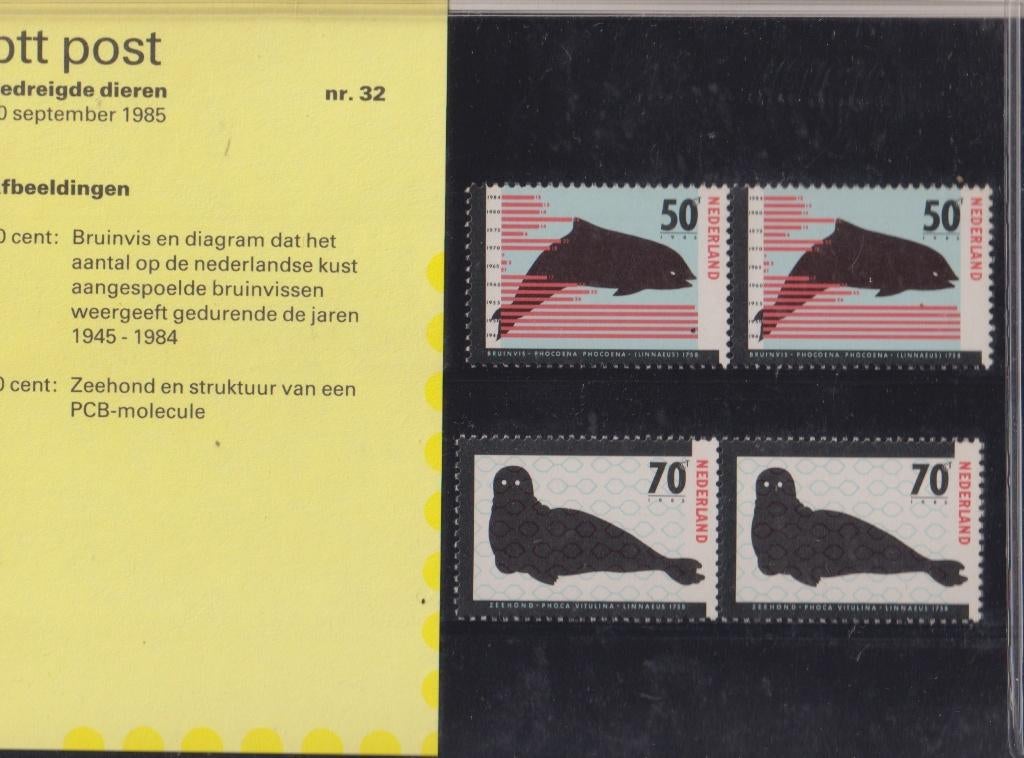 Nederland 85 032 Postzegelmapje Bedreigde Bruinvis Zeehond, Verzenden, Postfris, Dier of Natuur