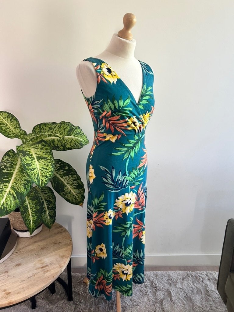 King Louie maat S blauwe midi zomer jurk 3349, Blauw, Ophalen of Verzenden, Zo goed als nieuw, King Louie