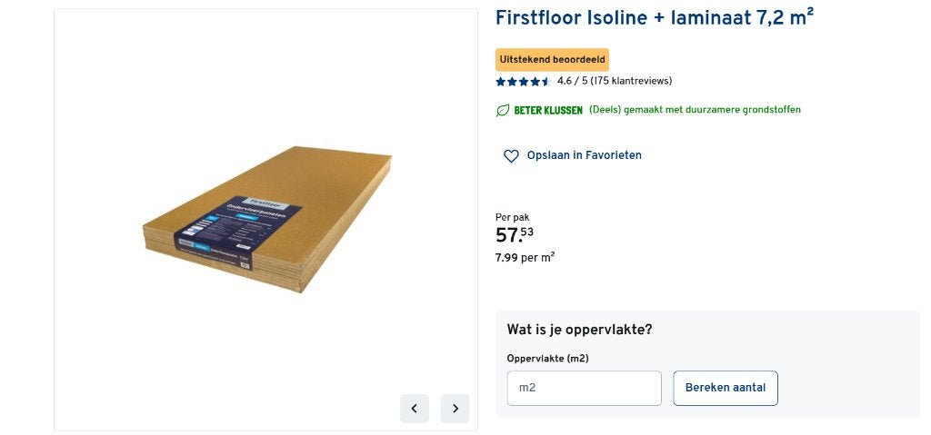 13x nieuwe Firstfloor Isoline+ ondervloerplaten – 9,36 m², Ophalen, Overige materialen, 50 tot 150 cm, Nieuw