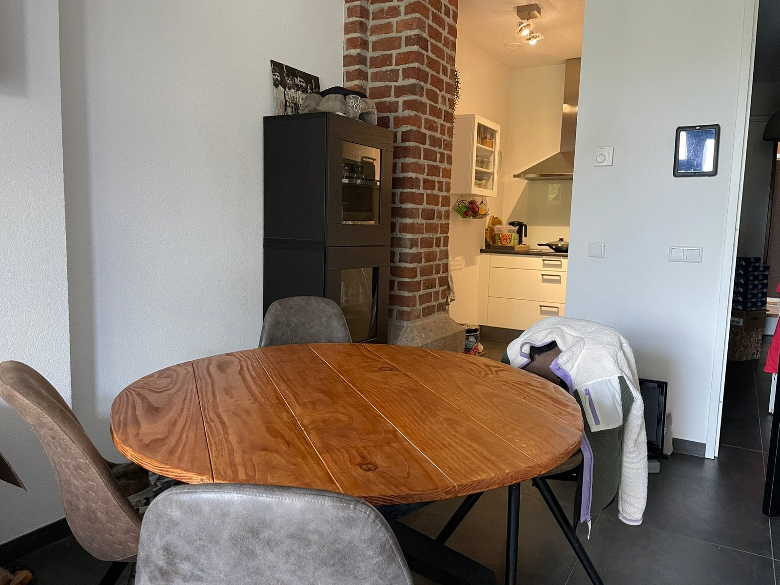 Ronde houten eettafel eet tafel  D121 H71cm, Huis en Inrichting, Ophalen, Gebruikt, 100 tot 150 cm, Rond