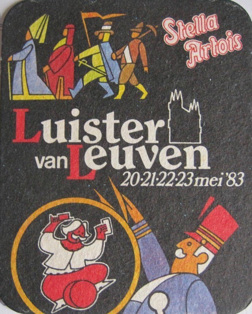 bierviltje Stella Artois - de Luister van Leuven - 1983, Verzamelen, Ophalen of Verzenden, Zo goed als nieuw, Viltje(s), Stella Artois